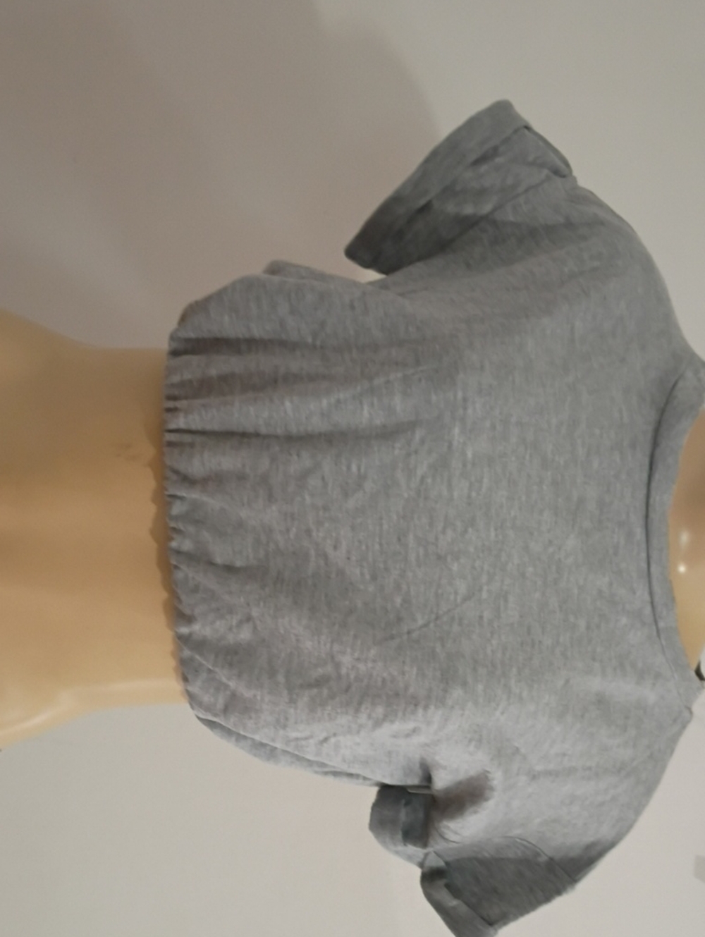 shosho Light Gray Puff-Sleeve Crop Top